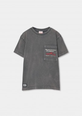 BOBOLI - Boboli παιδικό Τ-shirt με τσέπη στο στήθος - 603032 Ανθρακί