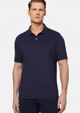 BOGGI MILANO - Boggi Milano ανδρική πόλο μπλούζα πικέ Regular Fit - BO24P031602 Μπλε Σκούρο