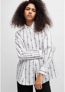 HUGO - Hugo Boss γυναικείο πουκάμισο με logo stripe pattern Oversized Fit