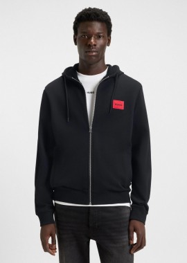 HUGO - Hugo Boss ανδρική ζακέτα φούτερ με κουκούλα και contrast logo patch Regular Fit