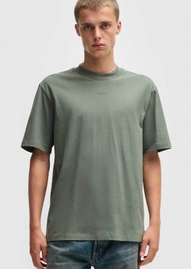 Hugo Boss ανδρικό T-shirt μονόχρωμο βαμβακερό με ανάγλυφο λογότυπο 