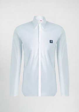 Hugo Boss ανδρικό πουκάμισο μονόχρωμο με logo patch - 50505315 Λευκό