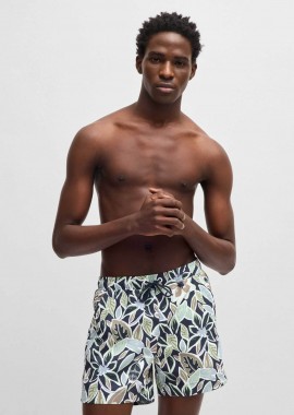 Hugo Boss ανδρικό μαγιό με floral print και ελαστική μέση 