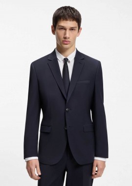 HUGO - Hugo Boss ανδρικό σακάκι μονόχρωμο Slim Fit - 50540157 Μπλε Σκούρο