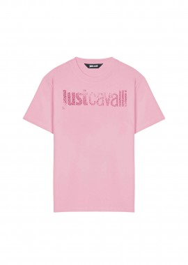 JUST CAVALLI - Just Cavalli γυναικείο T-shirt με στρας - 80PAHE21CJ110 Ροζ
