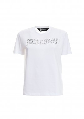 JUST CAVALLI - Just Cavalli γυναικείο T-shirt με στρας - 80PAHE21CJ110 Λευκό