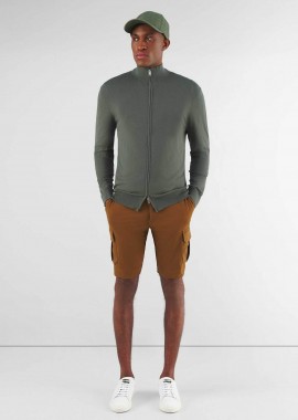 PROFUOMO - Profuomo ανδρική πλεκτή ζακέτα με ψηλό λαιμό Slim Fit - PPVJ10015A Πράσινο Σκούρο