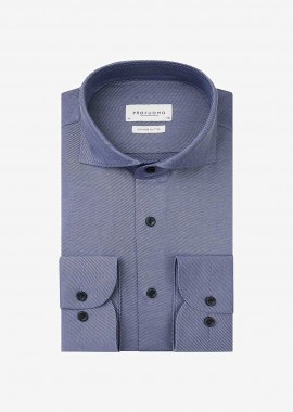 Profuomo ανδρικό πουκάμισο με ψιλό ριγέ σχέδιο Twill Japanese knitted Slim Fit - PPVH30046B Μπλε