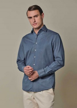 PROFUOMO - Profuomo ανδρικό denim πουκάμισο Slim Fit - PPXH10030B Μπλε