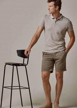 PROFUOMO - Profuomo ανδρική κοντομάνικη μπλούζα πόλο πικέ Regular Fit - PPXD10019C Μπεζ