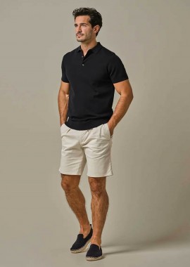 PROFUOMO - Profuomo ανδρική βερμούδα με ελαστική μέση Relaxed Fit - PPXQ10002D Κρέμ