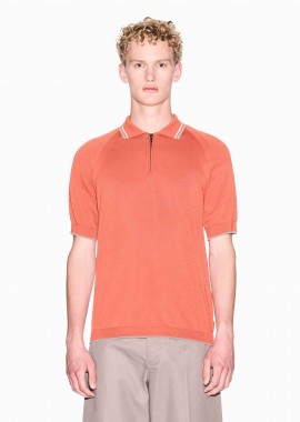 ARMANI EXCHANGE - Armani Exchange ανδρική πλεκτή μπλούζα πόλο με φερμουάρ Regular Fit - XM001977AF20139 Πορτοκαλί