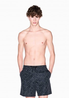 ARMANI EXCHANGE - Armani Exchange ανδρικό μαγιό σορτς με all-over logo print - XM000832AF24685 Μαύρο