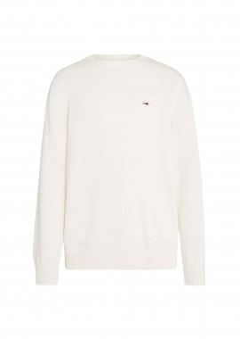 Tommy Jeans ανδρικό πουλόβερ με λογότυπο Slim Fit - DM0DM18370 Λευκό