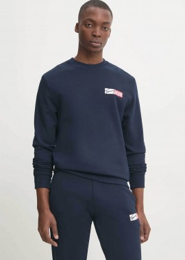 TOMMY JEANS - Tommy Jeans ανδρική μπλούζα φούτερ μονόχρωμη με λογότυπο - DM0DM20341 Μπλε Σκούρο
