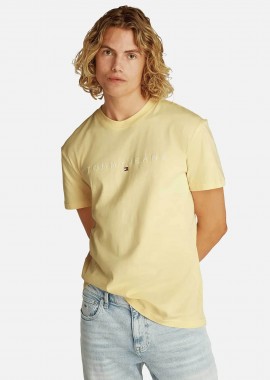 TOMMY JEANS - Tommy Jeans ανδρικό T-shirt με λογότυπο Regular Fit - DM0DM20744 Κρέμ