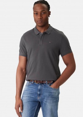 Tommy Jeans ανδρική μπλούζα πόλο μονόχρωμη Slim Fit - DM0DM20676 Ανθρακί