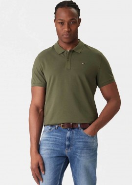 TOMMY JEANS - Tommy Jeans ανδρική μπλούζα πόλο μονόχρωμη Slim Fit - DM0DM20676 Λαδί