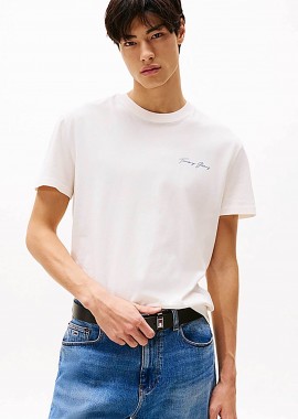 TOMMY JEANS - Tommy Jeans ανδρικό T-shirt με λογότυπο - DM0DM21868 Λευκό