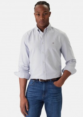 TOMMY JEANS - Tommy Jeans ανδρικό πουκάμισο με λογότυπο Regular Fit - DM0DM22836 Μπλε Ανοιχτό