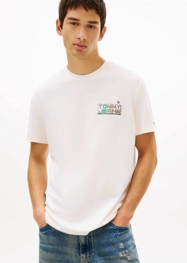 TOMMY JEANS - Tommy Jeans ανδρικό T-shirt με logo print Relaxed Fit - DM0DM22536 Λευκό
