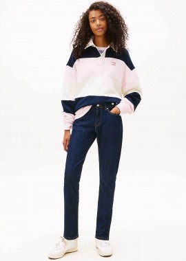 Tommy Jeans γυναικείο τζιν παντελόνι πετάτσεπο Slim Fit - DW0DW22432 Denim Blue Σκούρο