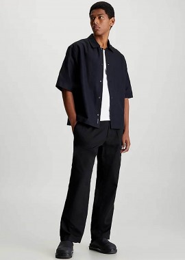 CALVIN KLEIN JEANS - CK Jeans ανδρικό λινό παντελόνι σε ίσια γραμμή - J30J325126 Μαύρο