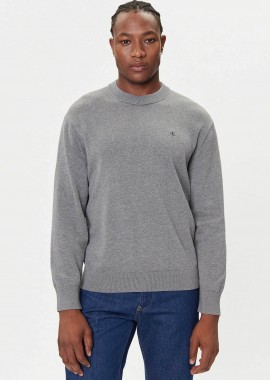 Calvin Klein Jeans ανδρικό βαμβακερό πουλόβερ με λογότυπο Regular Fit - LV04RC309G Γκρι