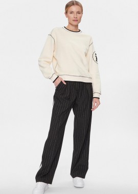 TOMMY HILFIGER - Tommy Hilfiger γυναικείο παντελόνι με ριγέ σχέδιο Relaxed Straight Fit - WW0WW40513 Μαύρο