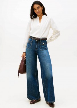 TOMMY HILFIGER - Tommy Hilfiger γυναικείο ψηλόμεσο τζιν παντελόνι Wide Leg - WW0WW49387 Denim Blue