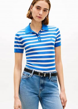 TOMMY HILFIGER - Tommy Hilfiger γυναικεία μπλούζα πόλο με κεντημένο logo Regular Fit - WW0WW48503 Μπλε