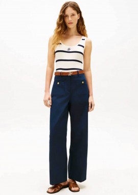 TOMMY HILFIGER - Tommy Hilfiger γυναικείο παντελόνι με μεταλλικά κουμπιά - WW0WW49002 Μπλε Σκούρο