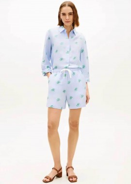 Tommy Hilfiger γυναικείο λινό σορτς - WW0WW49555 Γαλάζιο