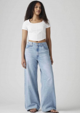 Levi's® γυναικείο ψηλόμεσο τζιν παντελόνι πεντάτσεπο Straight Wide Fit 
