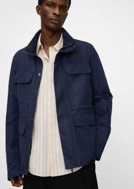 ADOLFO DOMINGUEZ - Adolfo Domínguez ανδρικό jacket με τσέπες και ψηλό λαιμό - 124081200 Σκούρο Μπλε