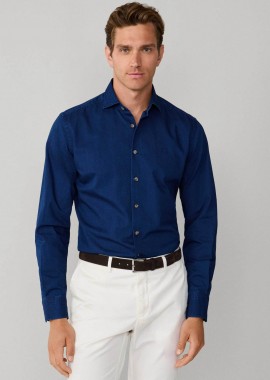 Hackett ανδρικό denim πουκάμισο με κεντημένο λογότυπο Tailored Fit - HM3010534 Μπλε Σκούρο