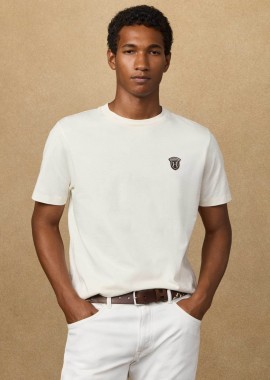 Hackett ανδρικό T-shirt με logo patch Classic Fit - HM5000063 Λευκό