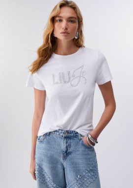 LIU JO - Liu Jo γυναικείο T-shirt με απλικέ στρας - WA6491JS923 Λευκό