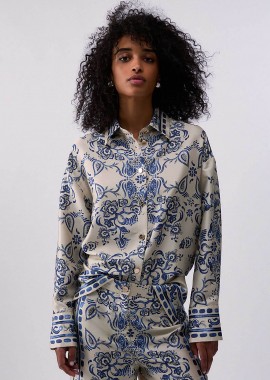 LIU JO - Liu Jo γυναικείο πουκάμισο με all-over print Oversized Fit - CA6229TS555 Εκρού
