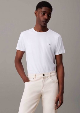 Calvin Klein ανδρικό T-shirt με logo patch Slim Fit - K10K112724 Λευκό