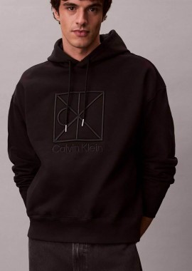 Calvin Klein ανδρική μπλούζα φούτερ με λογότυπο Relaxed Fit - LV14LE201G Μαύρο