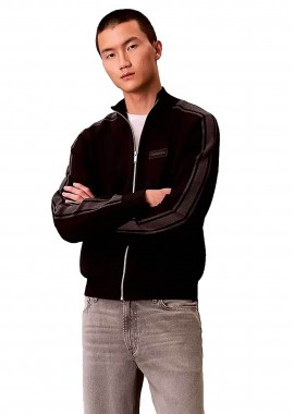 CALVIN KLEIN - Calvin Klein ανδρική ζακέτα φούτερ με λογότυπο Regular Fit - LV04LE306G Μαύρο