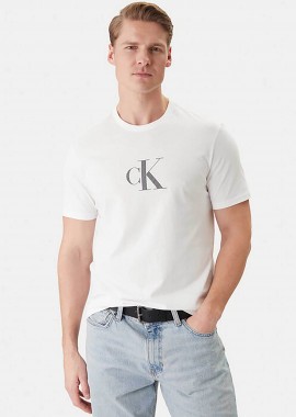 CALVIN KLEIN - Calvin Klein ανδρικό T-shirt με distressed monogram print - LV04RF853G Λευκό