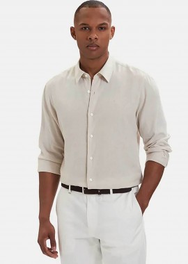 Calvin Klein ανδρικό πουκάμισο μονόχρωμο Regular Fit - LV04LE125G Μπεζ