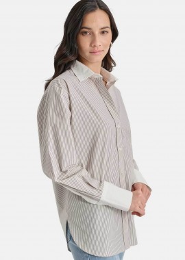 DKNY - DKNY γυναικείο πουκάμισο με ριγέ σχέδιο - DJ4W2086 Μπεζ