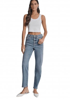 DKNY - DKNY γυναικείο τζιν παντελόνι πεντάτσεπο με στρας - DJ5B4166 Denim Blue