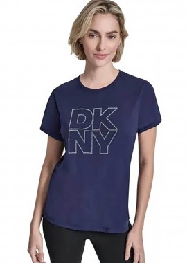 DKNY - DKNY γυναικείο T-shirt με logo print απο στρας - DP6T1533 Σκούρο Μπλε