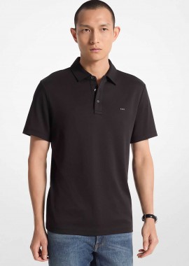 MICHAEL KORS - Michael Kors ανδρική μπλούζα πόλο με κεντημένο monogram Regular Fit - CB95FGVC93 Μαύρο