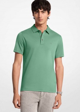MICHAEL KORS - Michael Kors ανδρική μπλούζα πόλο με κεντημένο monogram Regular Fit - CS15073C93 Πράσινο