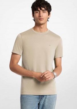 MICHAEL KORS - Michael Kors ανδρικό T-shirt με κεντημένο monogram print Regular Fit - CF15FJ2C93 Μπεζ